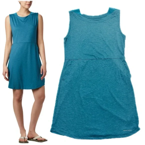 Columbia | Dresses | Columbia Ladies Teal Blue Sleeveless Dress Upf 3  Omnishade Omniwick Pockets | Poshmark